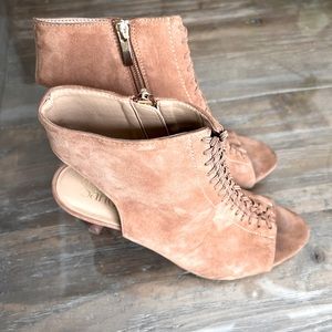 Franco Sarto - heeled suede leather open-toe bootie